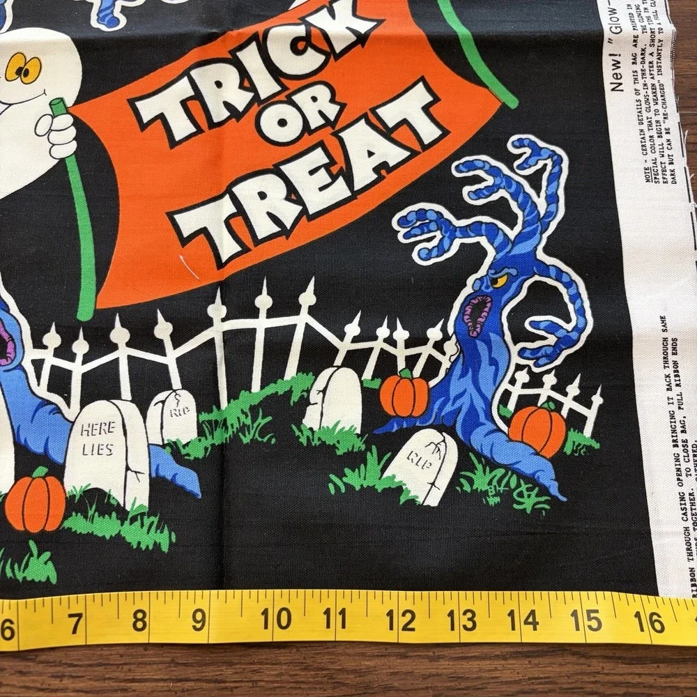 Vintage Halloween Trick Or Treat Haunted House Cranston Fabric Panels Cut Sew